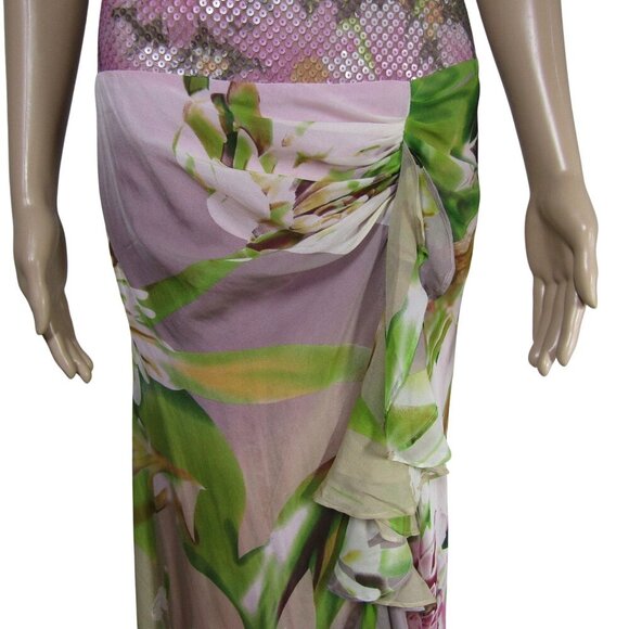 MUSANI COUTURE 6 Floral ASYMMETRICAL Halter FAIRY Pink Princess Prom Maxi Dress - Picture 3 of 14